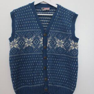 Vintage Vossknit Wool Button Front Sweater Vest